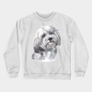 Cute White Havanese Watercolor Art Crewneck Sweatshirt